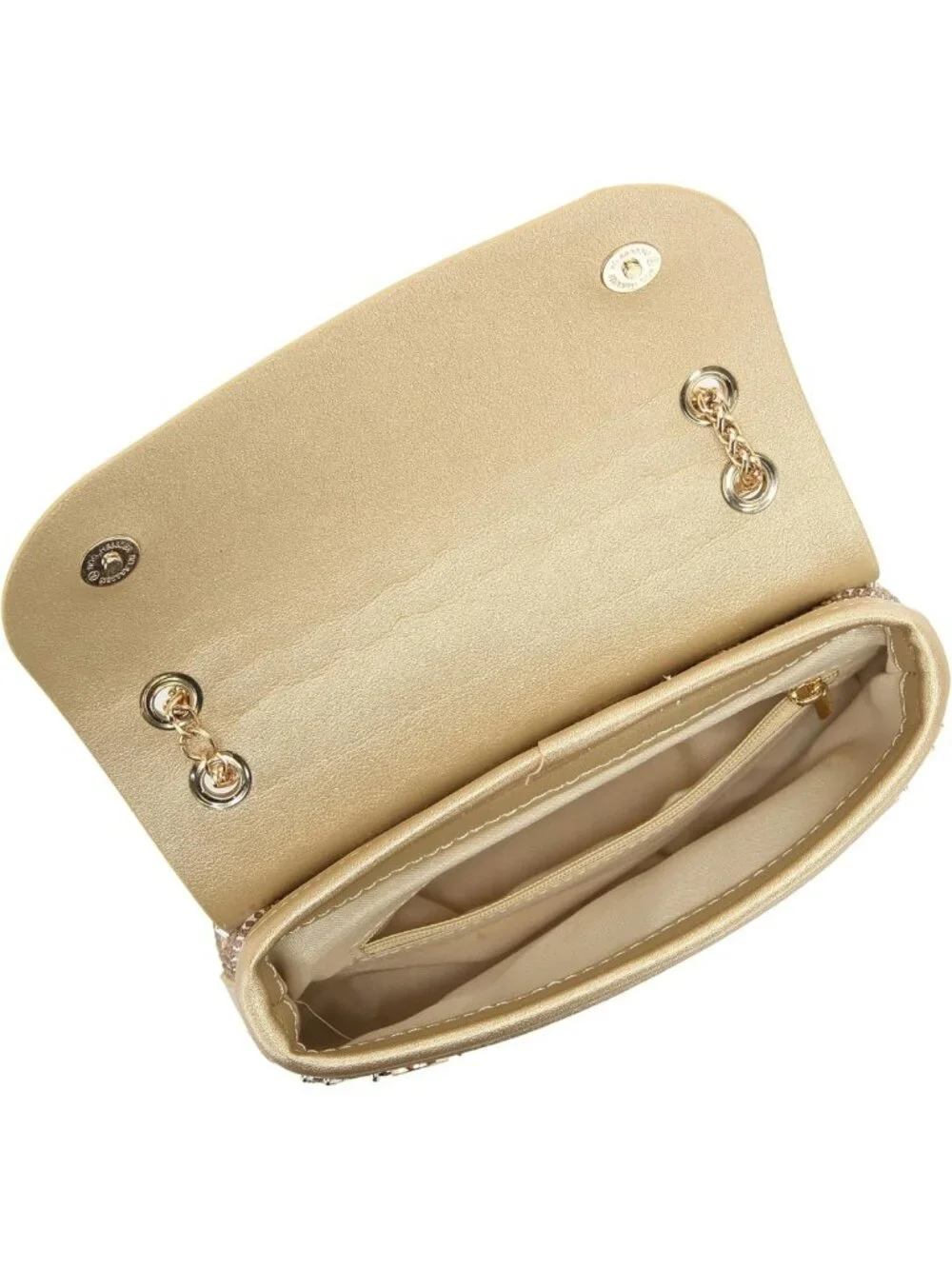 Sparkly Rhinestone Evening Clutch with Chain - Holiday Party Metallic Purse for